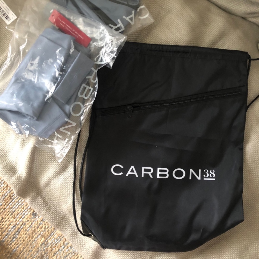 Carbon 38 clear foil high rise set & bag. Xs NWT